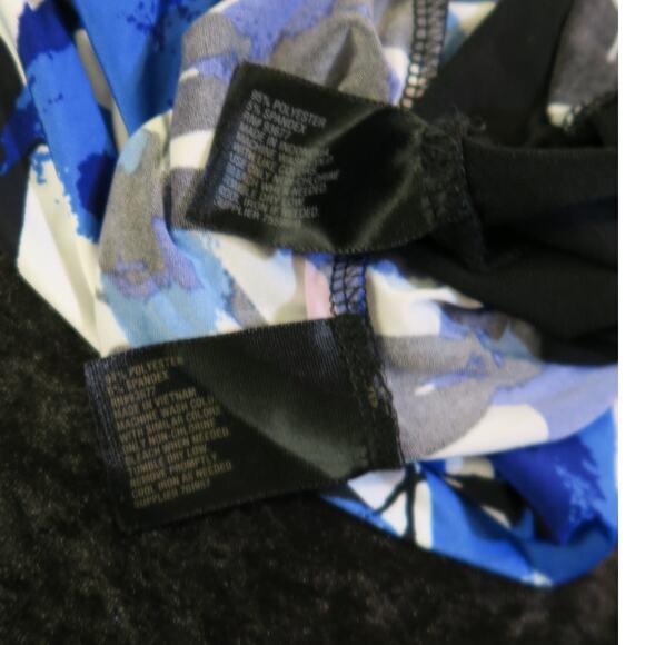 Elephant Floral Abstract Tank Top Sz M Cowl Draped Neck Black Purple Worthington - Picture 11 of 15